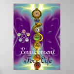 TIGE D'ASCLEPIUS AVEC 7 CHAKRAS, ÉNERGIE SPIRITUEL POSTERS