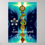 TIGE D'ASCLEPIUS AVEC 7 CHAKRAS, ÉNERGIE SPIRITUEL AFFICHES