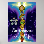 TIGE D'ASCLEPIUS AVEC 7 CHAKRAS, ÉNERGIE SPIRITUEL POSTERS