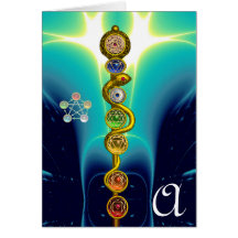 TIGE D'ASCLEPIUS AVEC 7 CHAKRAS, ÉNERGIE SPIRITUEL CARTES