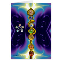 TIGE D'ASCLEPIUS AVEC 7 CHAKRAS, ÉNERGIE SPIRITUEL CARTES DE VŒUX