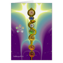 TIGE D'ASCLEPIUS AVEC 7 CHAKRAS, ÉNERGIE SPIRITUEL CARTE DE VŒUX