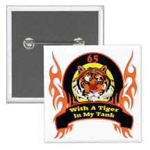 Tiger 65th Birthday Gifts Buttons