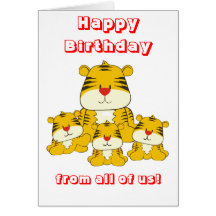 Tiger and Cubs Birthday Greeting Card