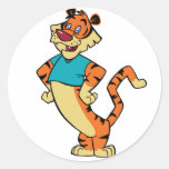 Tiger - Aqua Mascot Button Sticker