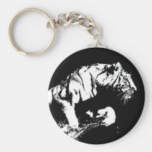 Tiger Attacking Key Chain