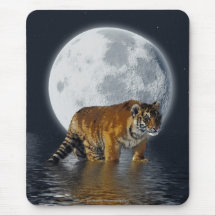 Tiger Cub, Wild-Cat, Full Moon, Animal, Fantasy Mouse Pads