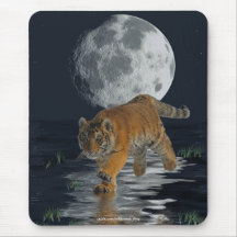 Tiger Cub Wild-Cat Full Moon Fantasy Mousepad