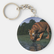 Tiger Drinking Keychain