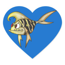 Tiger Fish Heart Sticker