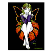 Tiger lillith Postcard Fairy Dark Flower Fantasy