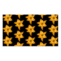 Tiger Lily Flower Pattern on Black. Business Card Templates