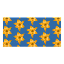 Tiger Lily Pattern on Blue. Photo Greeting Card