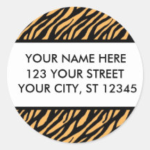 Tiger Pattern Address Labels Round Sticker