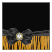 Tiger Pattern with Bow  Wedding Invitations