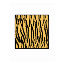 Tiger Print. Orange and Black Pattern. Postcard