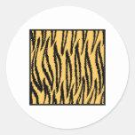 Tiger Print. Orange and Black Pattern. Round Sticker