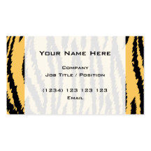 Tiger Print Pattern. Orange and Black. Business Card