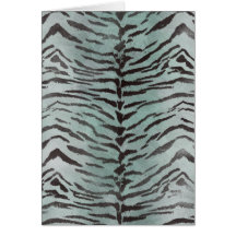 Tiger Skin Print in Minty Jade Greeting Cards