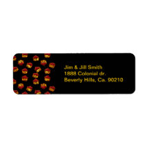 Tiger Striped Cupcakes On Black Return Address Labels