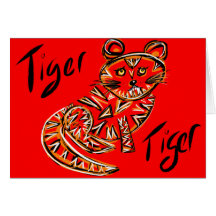 Tiger Tiger Greeting Card (Red)