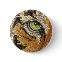 "Tiger Tiles" Tiger Face Mosaic Watercolor Pins