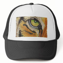 "Tiger Tiles" Tiger Face Mosaic Watercolor Mesh Hat