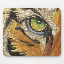 "Tiger Tiles" Tiger Face Mosaic Watercolor Mouse Mat