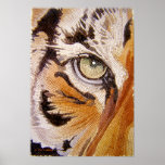 "Tiger Tiles" Tiger Face Mosaic Watercolor posters