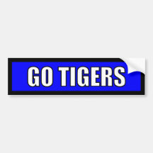 Tigers - Black Blue White Bumper Stickers