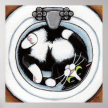 Tight Fit (v3) in Brown | Cat Art Print