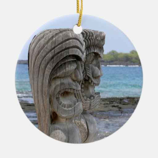 Tiki Guardians in Kona, Hawaii - Ornament