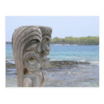 Tiki Guardians in Kona, Hawaii - Postcard