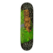 Tiki Leopard Print Skateboard