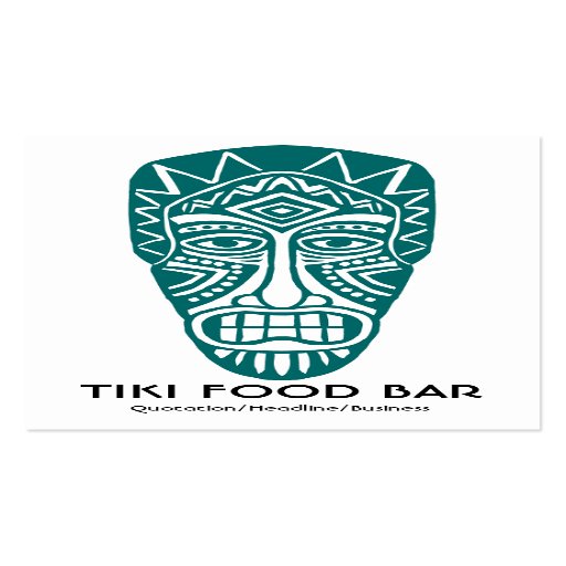 Tiki Mask - Moss Green on White Business Card