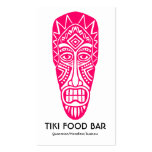 Tiki Mask - Neon Red on White Business Card Template