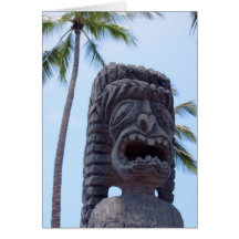 Tiki Statue in Kona, Hawaii - Card