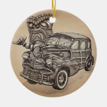 Tiki Woodie Ornaments