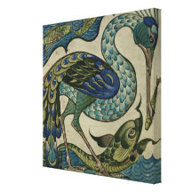 Tile design of heron and fish, by Walter Crane Canvas Print