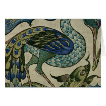 Tile design of heron and fish, by Walter Crane Cards