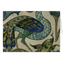 Tile design of heron and fish, by Walter Crane Cards