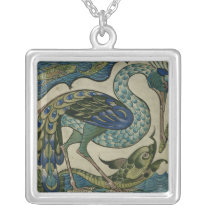 Tile design of heron and fish, by Walter Crane Custom Jewelry
