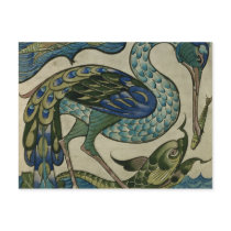 Tile design of heron and fish, by Walter Crane Post Cards