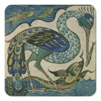 Tile design of heron and fish, by Walter Crane stickers