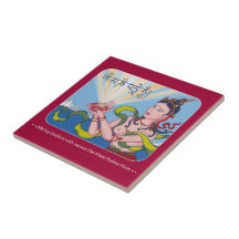 Tile - Offering Goddess + mantra Om Mani Padme Hum