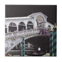 Tile - Rialto Bridge colour on black