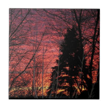 Tile with Sunset Scene