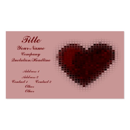 Tiled Mosaic Hearts (Deep Red) Business Card Template