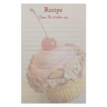 Tilted Cherry Cupcake Lined Recipe Stationery