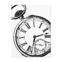 Tilting Clock Pocket Watch Face Timepiece Postcards